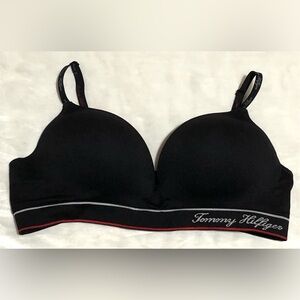 Tommy Hilfiger Women's Black Bra with Red and Gray Accents